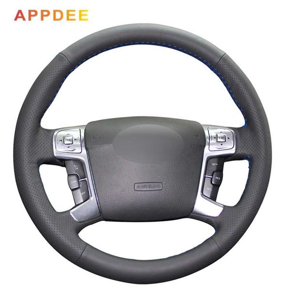 

black artificial leather car steering wheel cover for mondeo 2007-2012