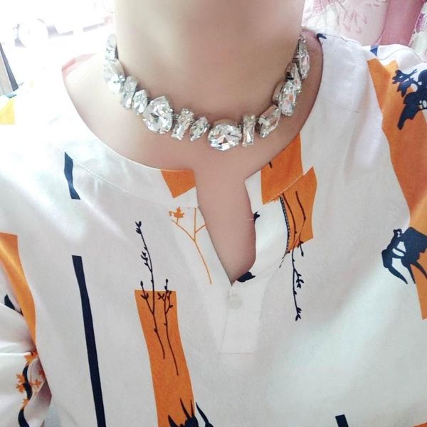 Ювелирные изделия Big Shinning Четких камни себе Choker ожерелье для женщин Люкс Свадьба Collares Классической Геометрической Моды