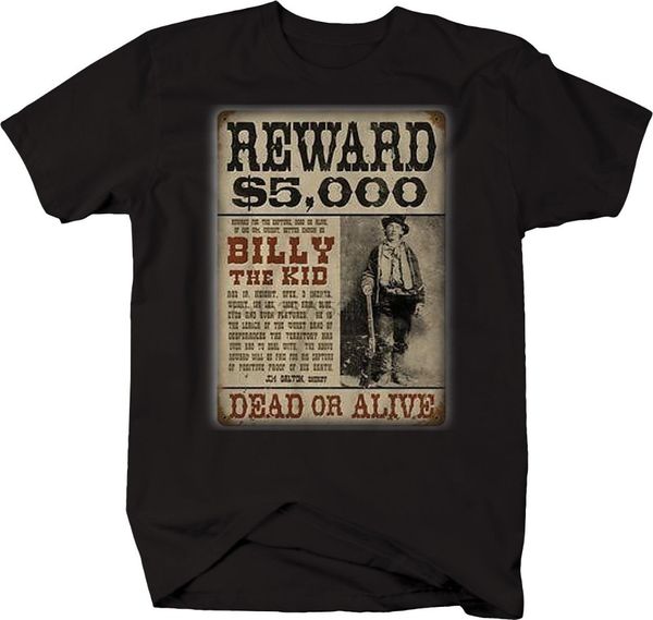 

2020 fashion billy the kid reward poster bank robber tshirt tee shirt