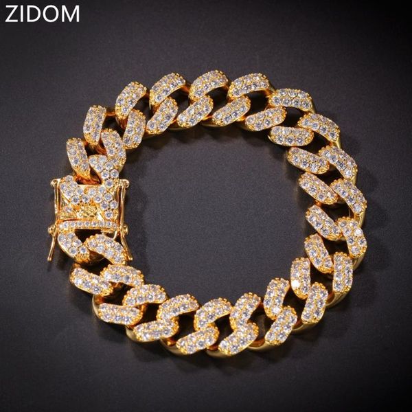 

2020 new men hip hop iced out bling bracelet pave setting zircon miami cuban link bracelets hiphop jewelry gift, Black