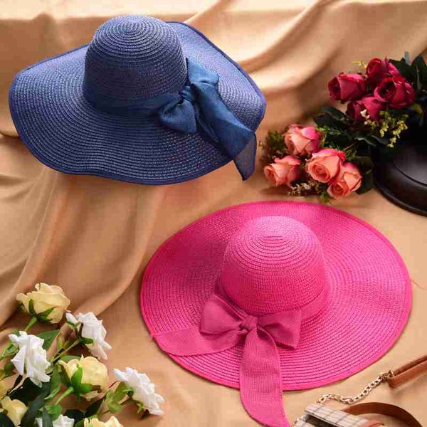

fashion korean beach straw cap ladies summer seaside big captravel outdoor sunshade hat wild big edge cool hat sun, Blue;gray