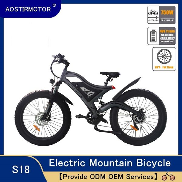

aostirmotor electric mountain bike 4.0 fat tire electric bicycle beach cruiser booster bike 750w ebike 48v11.6ah lithium battery, Silver;blue