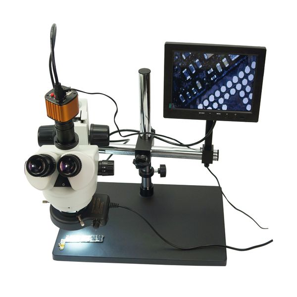 

ly ke-308 7x-45x zoom magnification stereo trinocular microscope with hdmi camera 16mp for industrial pcb repair sturdy all-meta