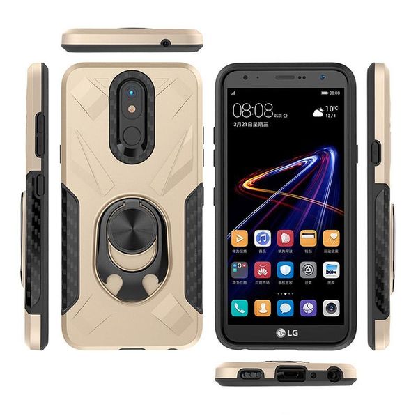 

360 ring kickstand magnetic armor cell phone case for lg aristo 4 plus moto e5 play tpu pc 2 in 1 oppbag