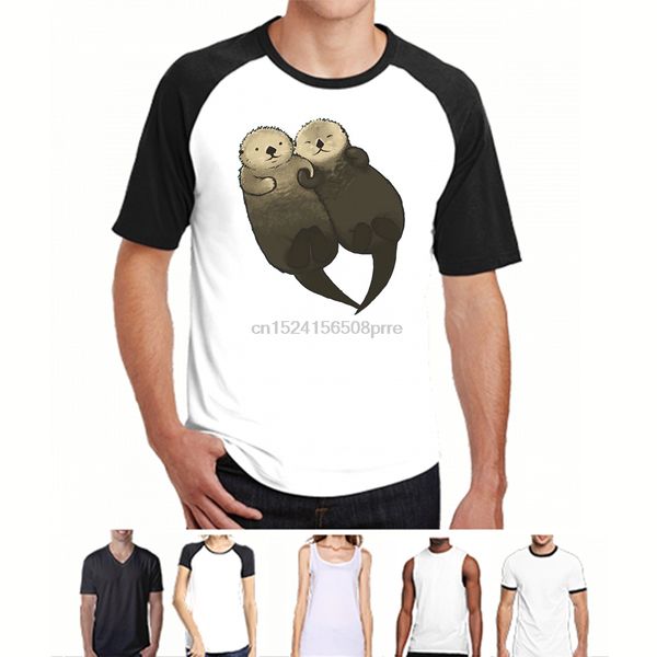 

отпечатано мужчины t shirt cotton тенниска o-образный вырез с коротким рукавом существенных выдры - выдры, держась за руки женщина t-shirt