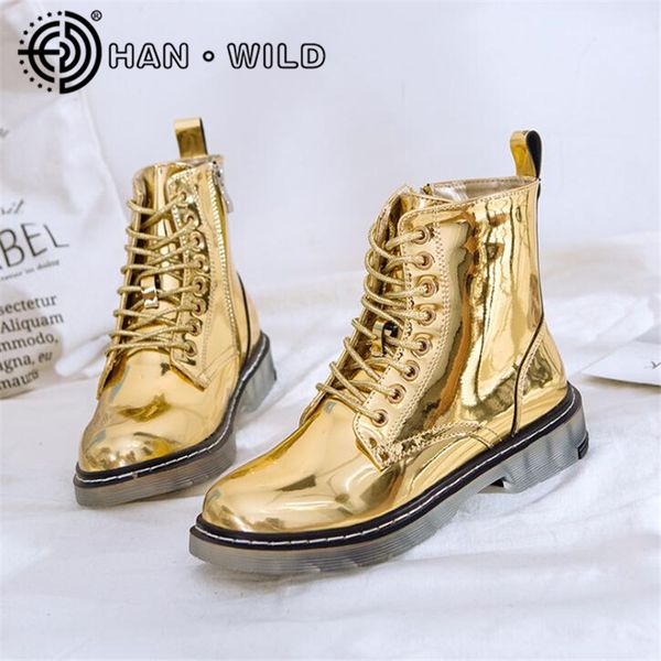 

brand boots women autumn fashion bright color female ankle boots patent leather women motorcycle platform, Black