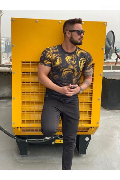 

стиль короткие рукава экипаж шеи tshirts mens градиент цвета tops 3d rose printed mens tshirts модельер, White;black