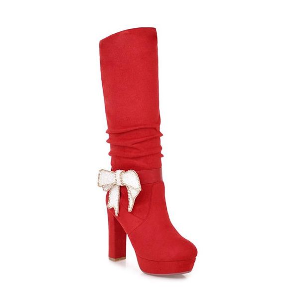 

in the winter of 2020 new foreign trade thick with ultra-high with bowknot is 32-43 female 181103 yards high boots, Black