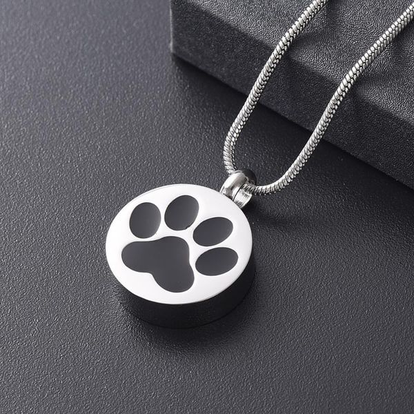 

pet urn pendant 316l stainless steel round cremation pendant jewelry dog engraved ashes holder keepsake necklace, Silver
