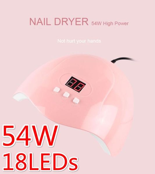 

54w led gel lamp profession nail dryer uv lamp gel nail polish professional timer intelligent infrared induction light