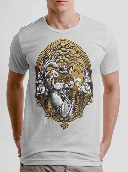 

sir fox - multicolor on heather white triblend mens t shirt(1