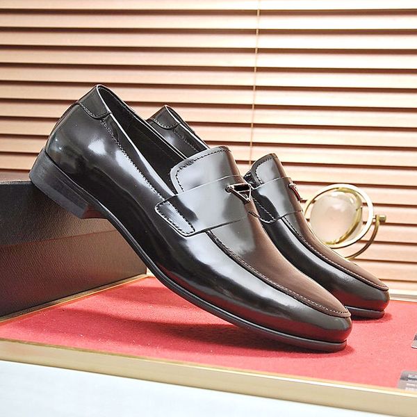 

high-quality men's designer dress shoes, leather metal snap pea wedding shoes, classic men's shoes, large size loafers dress shoes, Black