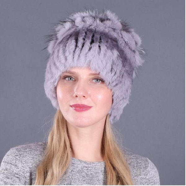 

beanie/skull caps hat female winter hair hats lady fur headwear autumn children warm ear care wool, Blue;gray