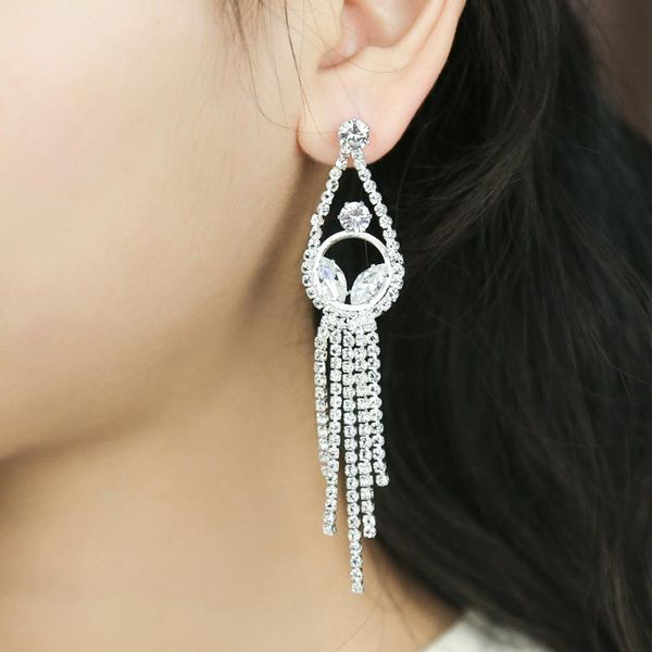 

dangle & chandelier wybu water drop rhinestone long tassel earring for women silver color crystal jewelry fashion brincos pendientes