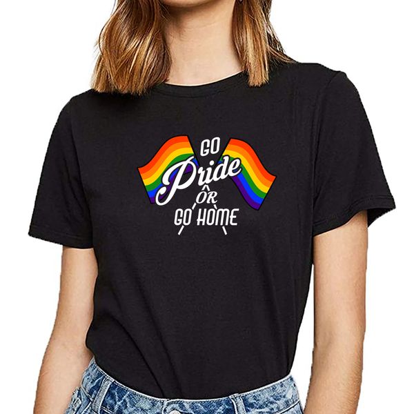 

t shirt women go pride or go home lgbt gay pride csd flag fit inscriptions custom female tshirt