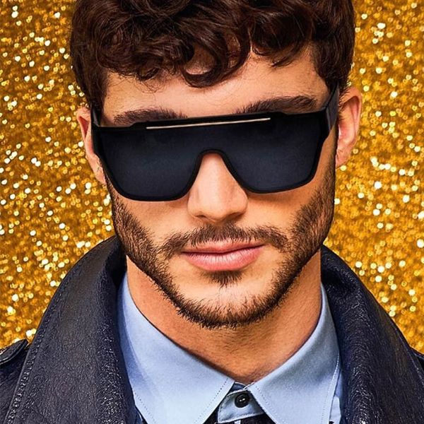 

мужская мода крупногабаритные солнцезащитные очки мужчины известный дизайн модные one piece площади солнцезащитные очки женщины мужчины vint, White;black