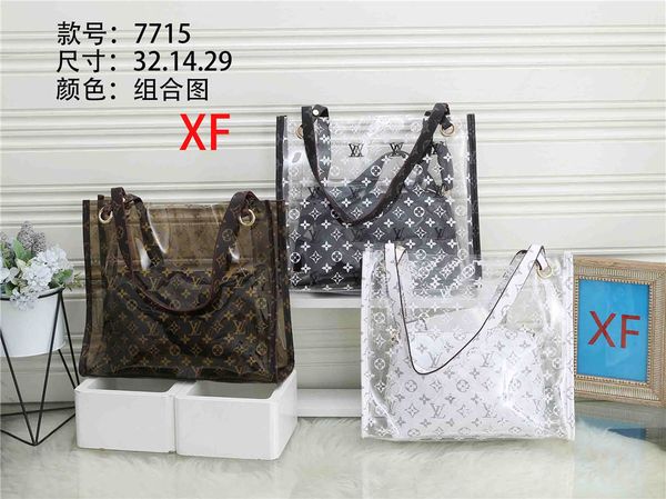 

2 piece set big tote clutch handbag shoulder bags messenger women shopping bag #13;lv louis vuitton 7715
