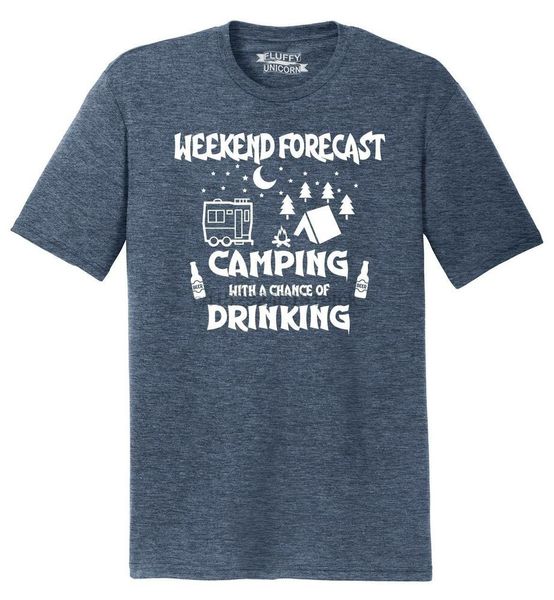 

mens weekend forecast camping chance drinking tri-blend tee alcohol beer party