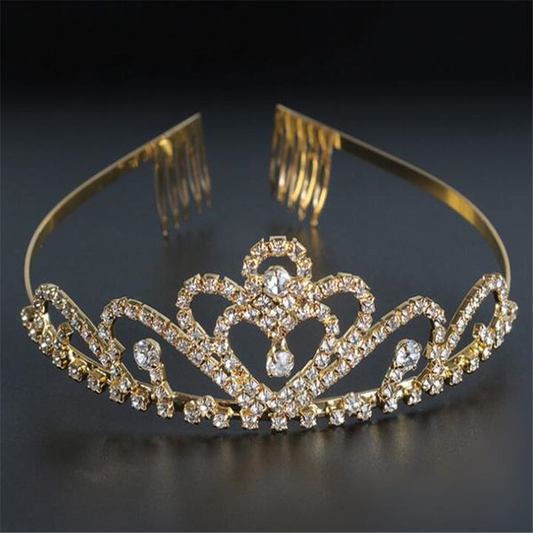 

принцесса корона группа волос люкс rhinestone волос украшение принцессы корона с расческой pin для женщин кристалл люкс свадебные tiara, Golden;silver