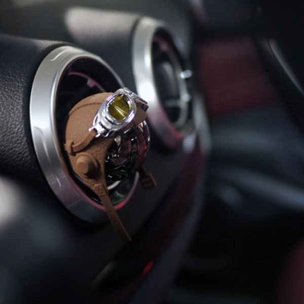

hanging air freshener car fragrance stainless steel + leather vent clip airborne division design auto outlet perfume