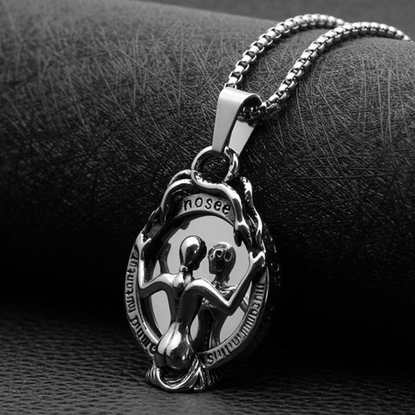 

2pcs necklace profound unique creative mirroring woman necklace for men, Silver