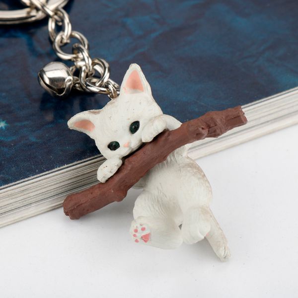 

cat keychain cute key ring for women kitten lucky cat key chain key holder creative portachiavi chaveiro llaveros bag charm, Silver