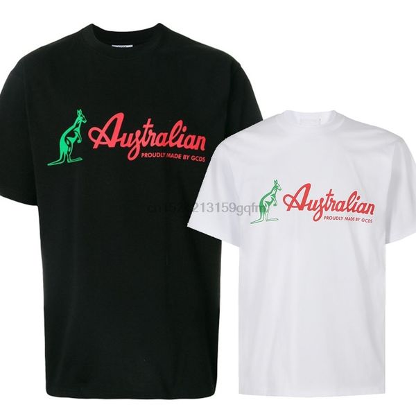 

gcds slogan print fashion brand men's short sleeve t-shirt round neck cotton