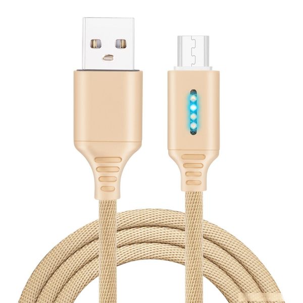

1m 3ft nylon braided smart power off led micro usb fast charging data sync charger cable for android phones cables new