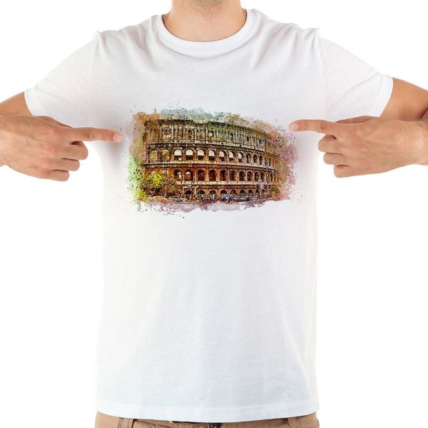 

italy roma colosseum t shirt men 2018 summer new white casual homme cool amphitheatrum flavium colosseo tshirt