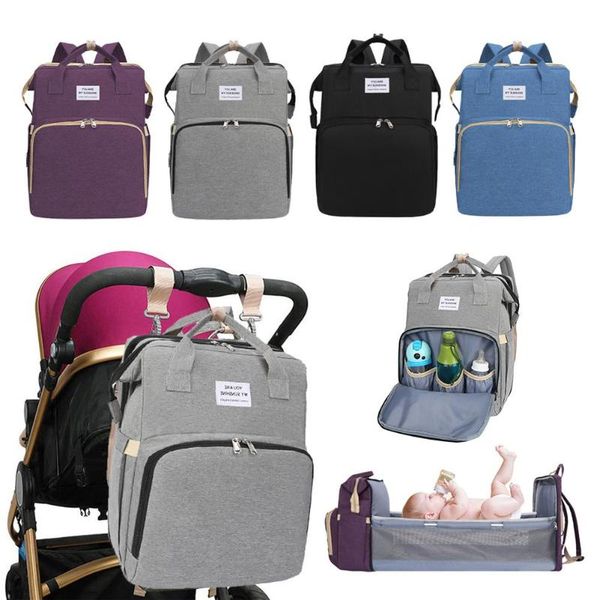 

multifunctional portable crib diaper bag folding baby travel large backpack baby bed diaper changing table pads for outdoor