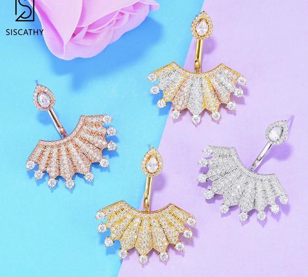 

оптовые 2020 новый дизайн перо женщин серьги кубический цирконий себе геометрия серьги красивая gift99, Golden;silver