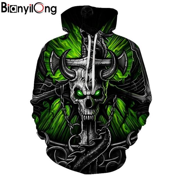 

fashion skull hoodies green eyes ox print style men / women 3d sweatshirts hoody hooded casual sweatshirt hip hop, Black