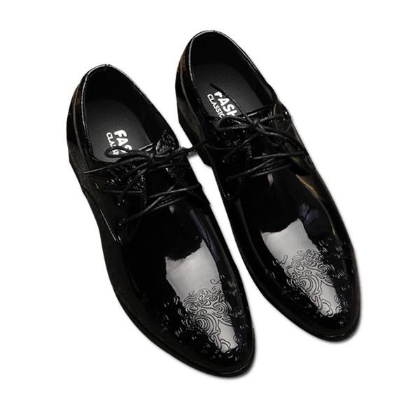 

2020 new men's quality pu leather shoes social size 37-44 head leather autumn office shoes soft man dress brogue, Black