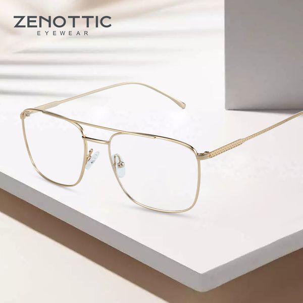 

zenottic classic titanium optical glasses frames for male double bridge myopia prescription eyeglasses frames big face eyewear, Black