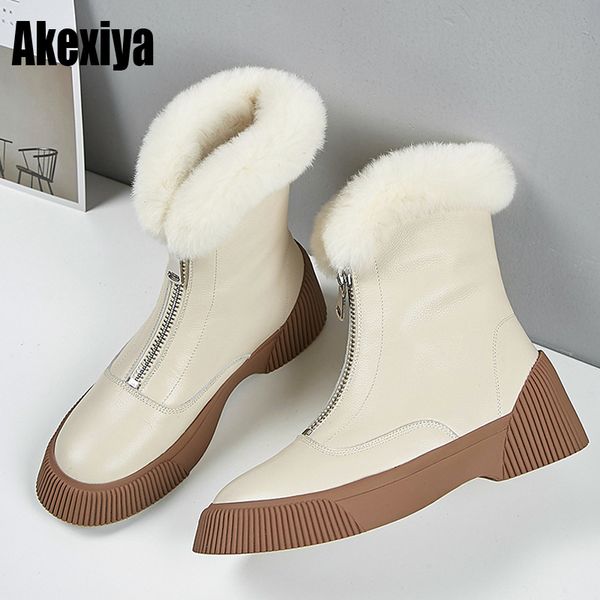 

2020 fashion woman snow boots genuine cowhide women boots 100% natural warm wool winter shoes k211, Black