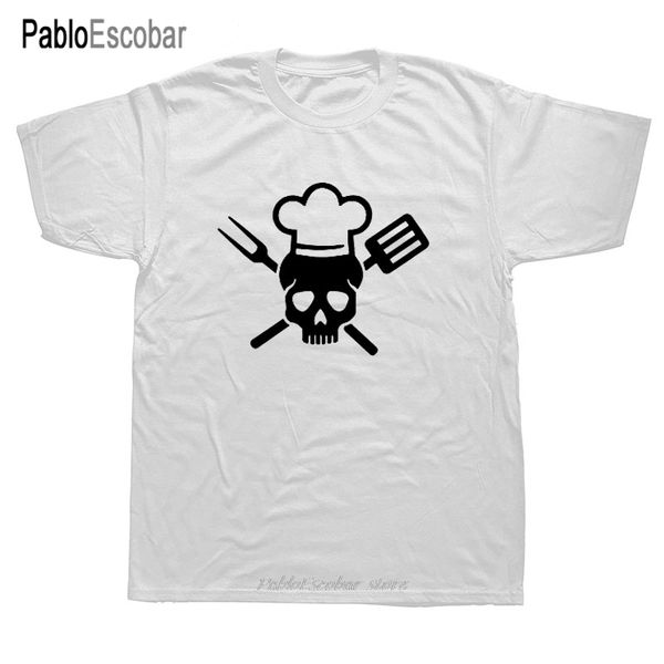 

new chef skull printed short sleeve t shirt men bbq t-shirt funny chef gift tees