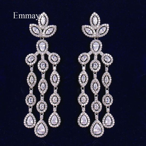

emmaya new arrival round and waterdrop appearance tassel cz long earring women&girls distinctive dress-up in dinner, Golden;silver