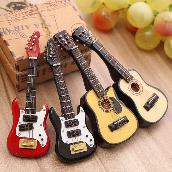 

decorative objects & figurines kiwarm fashion 1/12 scale dollhouse miniature guitar accessories instrument diy part for home decor gift wood