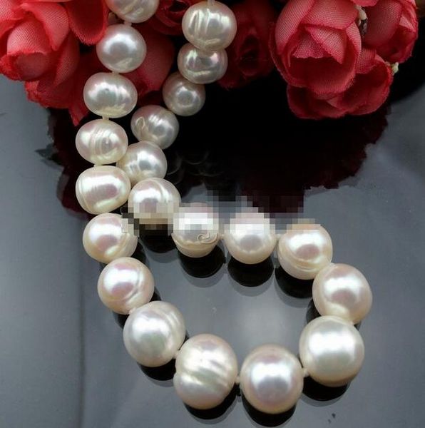

beautiful 10-11mm natural white freshwater cultured pearl necklace 18" 36, Silver