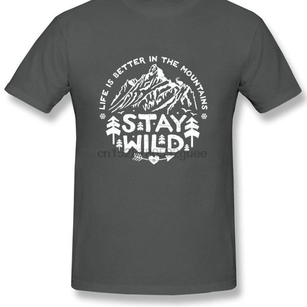

2019 t shirts men stay wild casual graphic mountains tee shirts short sleeve clothing camiseta