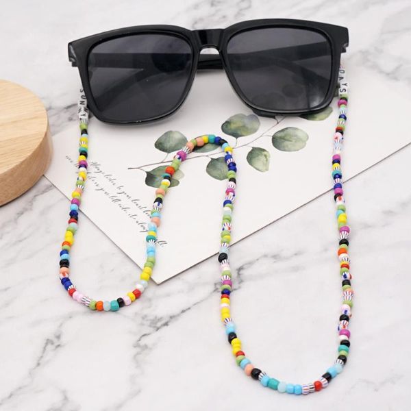 

chokers go2boho letter necklace for women fashion beaded eyeglass chain sunglasses strap boho jewelry necklaces handmade rainbow chains, Golden;silver