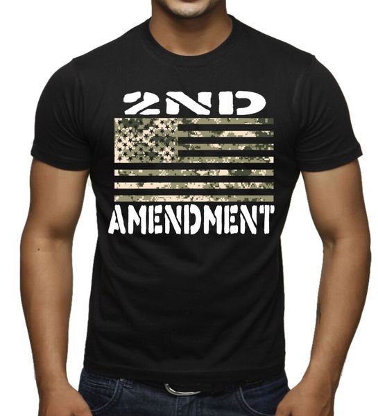 

men's 2nd amendment camo us flag black t shirt american beast nra usa army tee