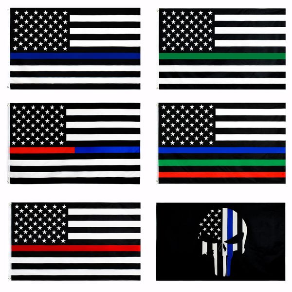 Dünne blaue Linie Flagge Direkte Fabrik Großhandel 3x5FTs 90cmx150cm Gesetz Vollstreckungsbeauftragte USA Amerikanische Polizei