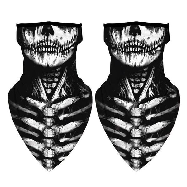 

scarves 2pcs motorcycle cycling uv protection neck gaiter face cover halloween printed running shield scarf all seasons soft bandana, Blue;gray