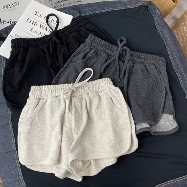 

summer gray shorts women fashion ladies elastic waists short pants girl casual cotton shorts black home shorts for female s-xl, White;black