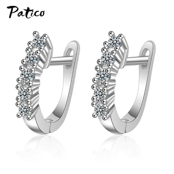 

delicate 925 sterling silver loops earrings for women girls fashion zircon stud earrings brincos jewelry wholesale, Golden;silver
