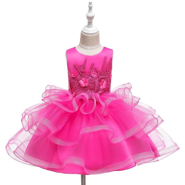 

2020 elegant girls dress kids princess birthday applique prom designs ball gown teens vestidos children dresses for girl clothes, Red;yellow