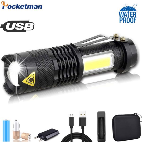

flashlights torches led q5 cob torch portable mini waterproof zoom penlight pocket lantern lighting