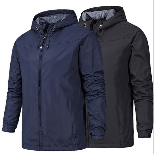 

открытый водонепроницаемая куртка мужчины тонкий большой размер водонепроницаемый ветровка пальто four seasons рабочая одежда рыбалка костюм, Blue;black