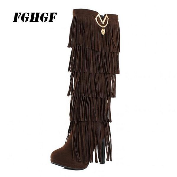 

large size 40 to 43 boots in the snow keep your cotton boots warm leisure tassel fashion personality female, Black
